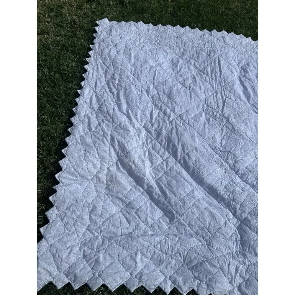 Vintage Laura Ashley Blue White Patchwork Quilt Full Queen 2 Shams 1990s